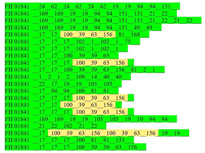 Акустическая расшифровка одной из сложных песенных конструкций песни – «трели» (последовательность фигур 100-39-63-156) в песнях двухлетнего самца мухоловки-пеструшки..jpg Использование одной из сложных песенных конструкций песни – «трели» (последовательность фигур 100-39-63-156) в песнях двухлетнего самца мухоловки-пеструшки..jpg